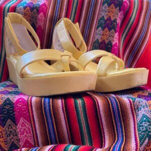 FRANCO SARTO CHANI YELLOW LEATHER PLATFORM SANDAL sz 8